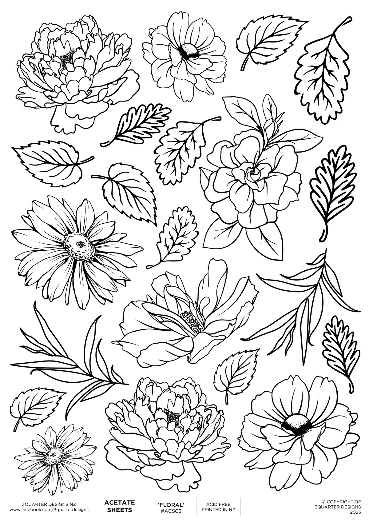 3Quarter Designs A4 Acetate - Floral-1
