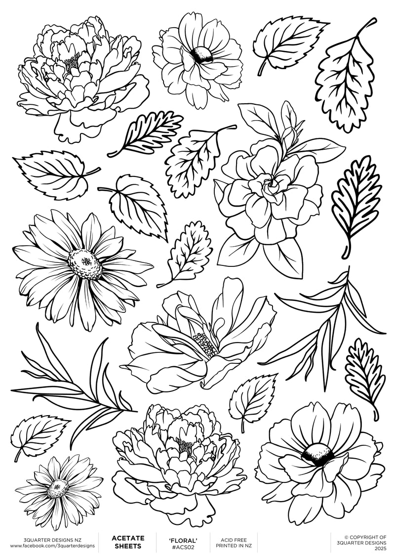 3Quarter Designs A4 Acetate - Floral-1