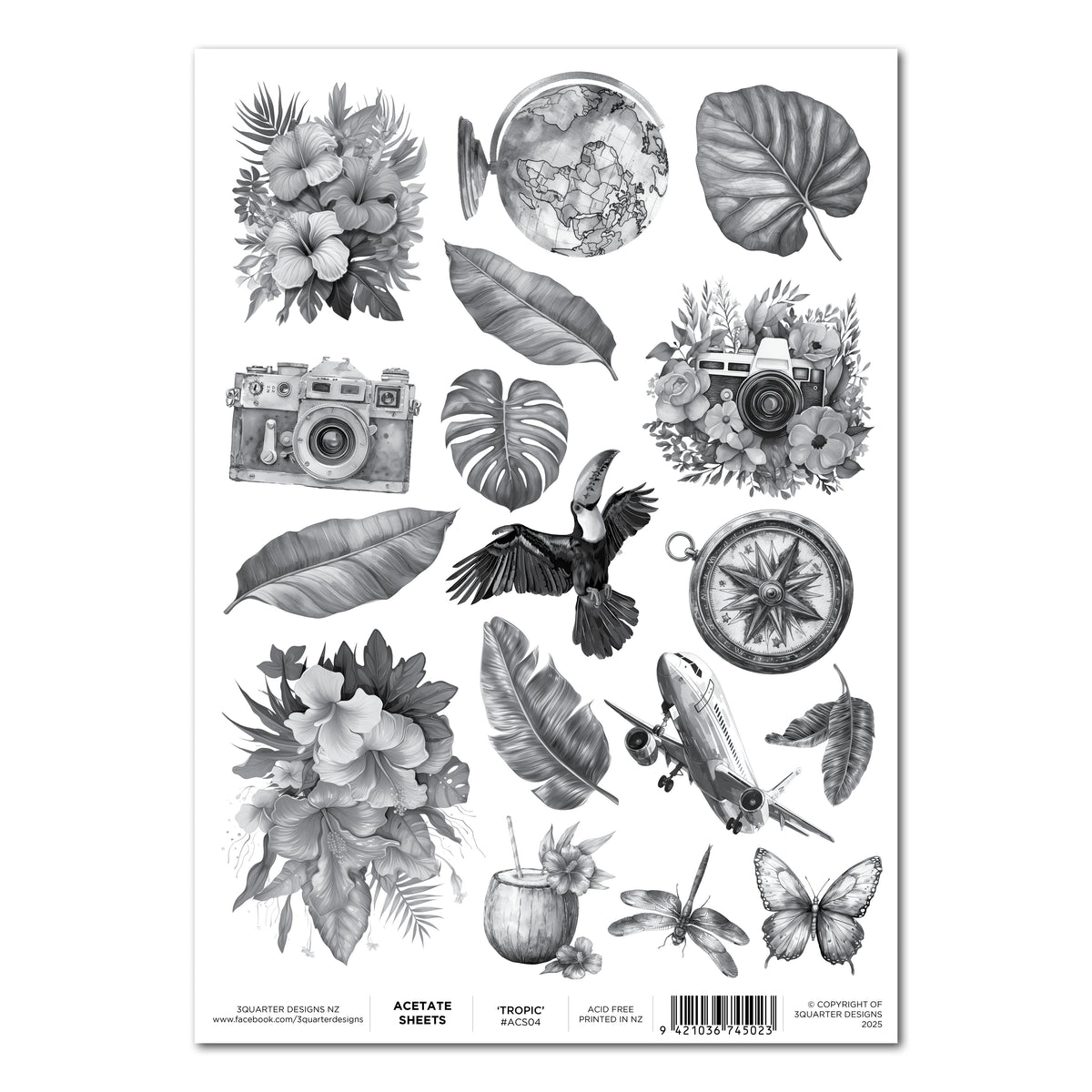 3Quarter Designs A4 Acetate - Tropic-1