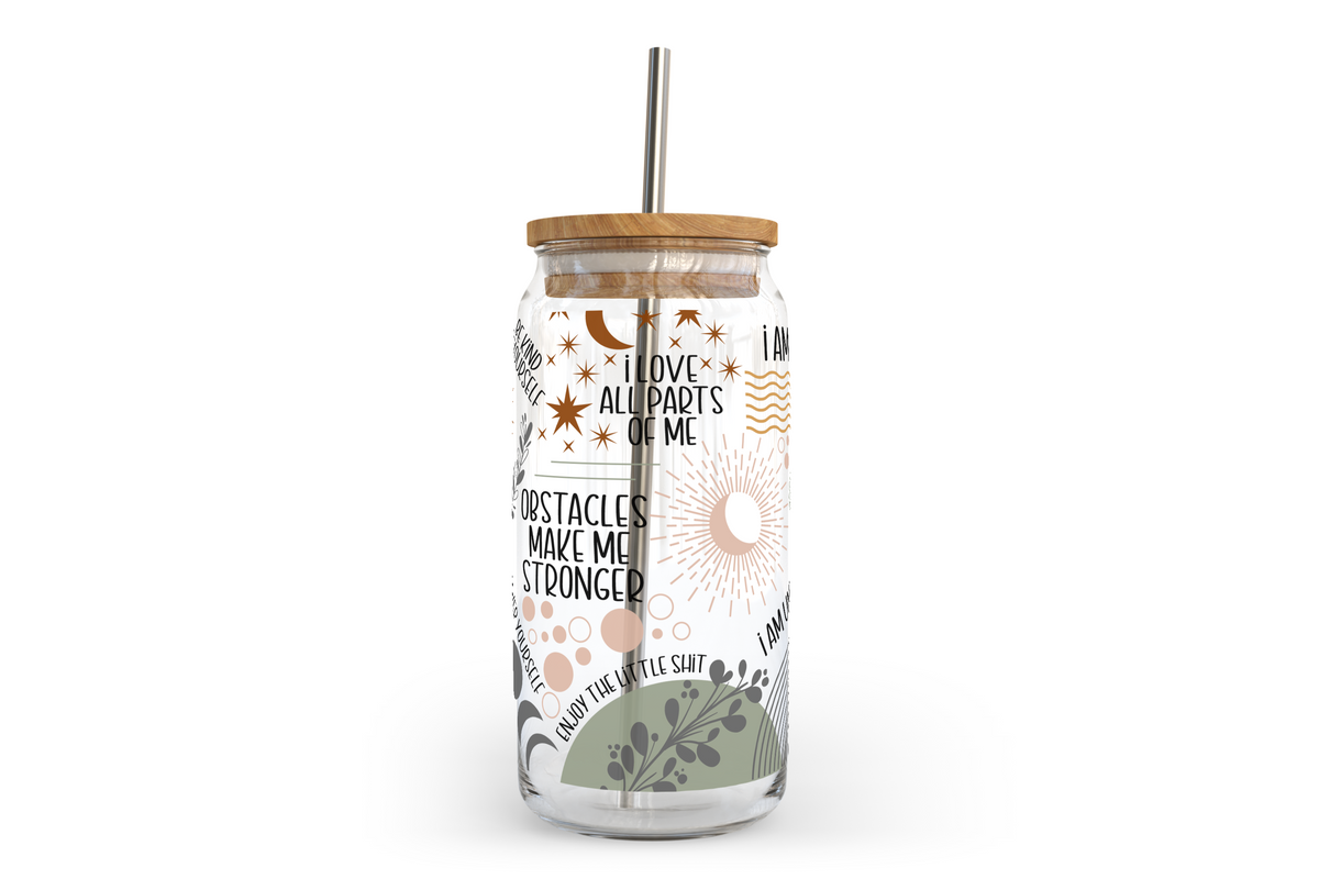Boho Affirmations Glass Can with Bamboo Lid-2