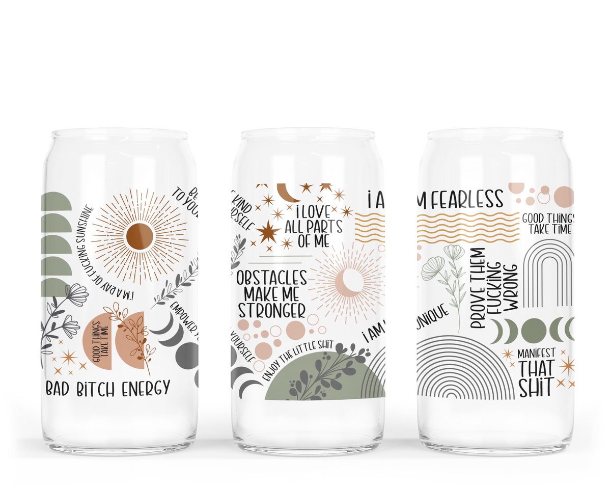 Boho Affirmations Glass Can with Bamboo Lid-1