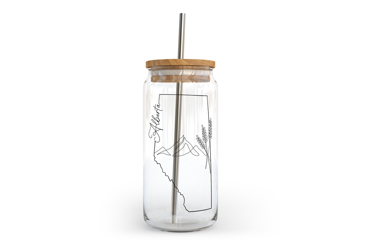 Alberta Line Art Glass Can with Bamboo Lid-1