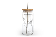 Alberta Line Art Glass Can with Bamboo Lid-1