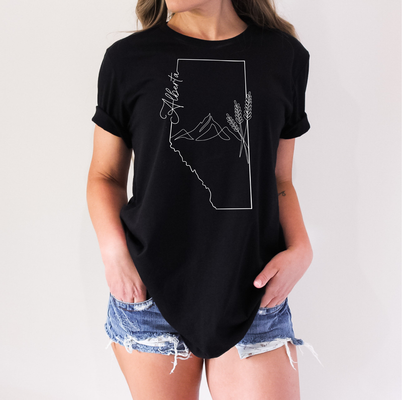 Alberta Line Art Unisex T-shirt | Alberta Apparel-1