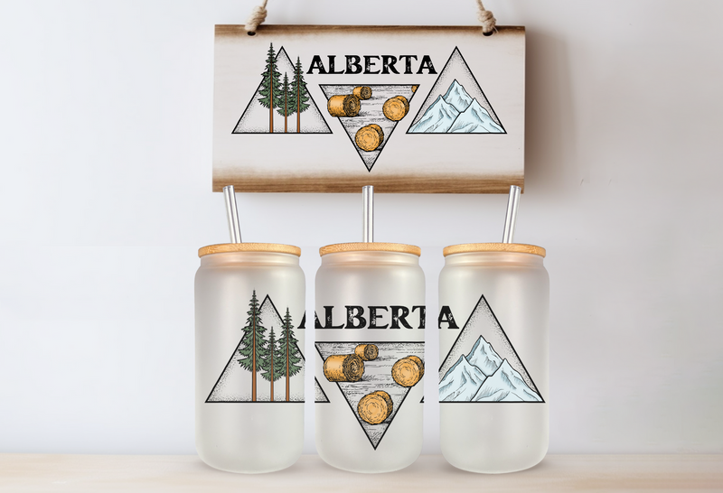 Alberta Triangle Frosted Can with Bamboo Lid | Canadian-1