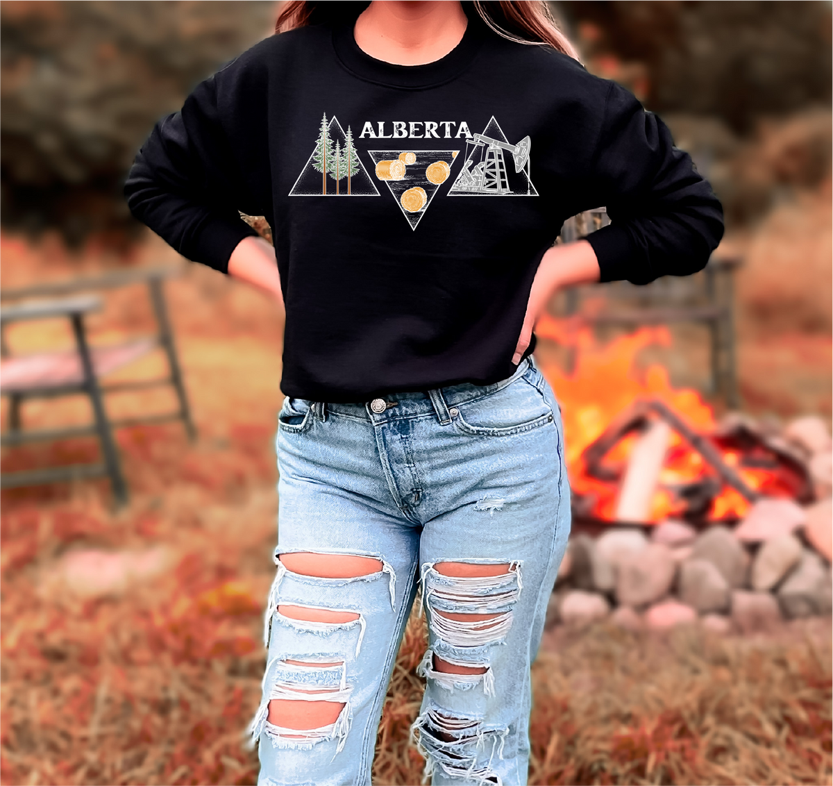Alberta Oil Triangles Unisex Crewneck | Prairie Apparel | Alberta Clothing-1