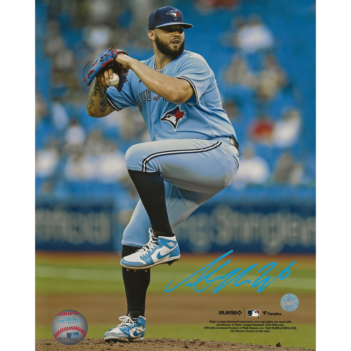 Foto de 8x10 de Alek Manoah autografiada, estilo Wind-Up, de los Toronto Blue Jays-1