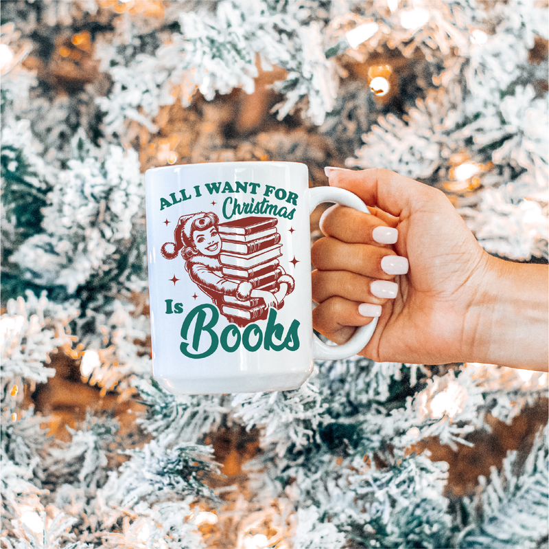 All I Want For Christmas Ceramic Mug | Bookish | Christmas Mug | Book Mug-1