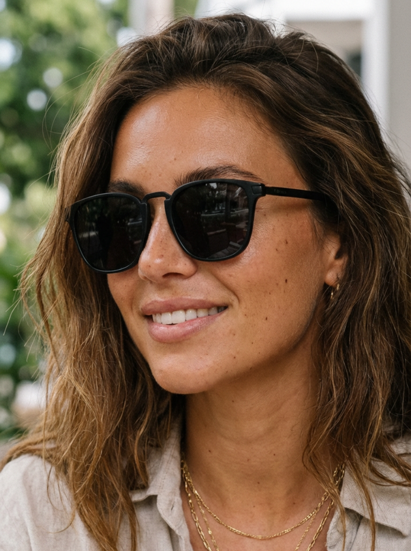 Boléro Maven — Matte Black Square Keyhole Sunglasses-10