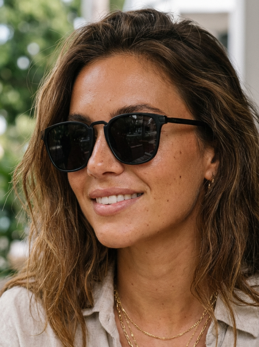 Boléro Maven — Matte Black Square Keyhole Sunglasses-10
