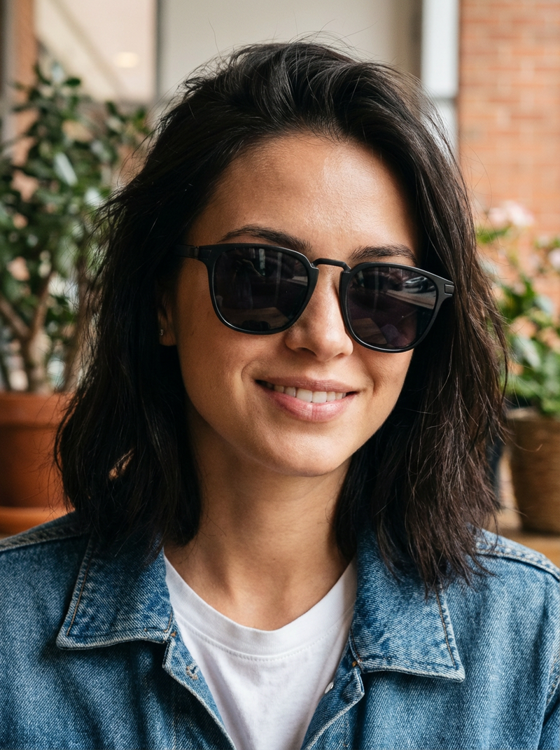 Boléro Maven — Matte Black Square Keyhole Sunglasses-9