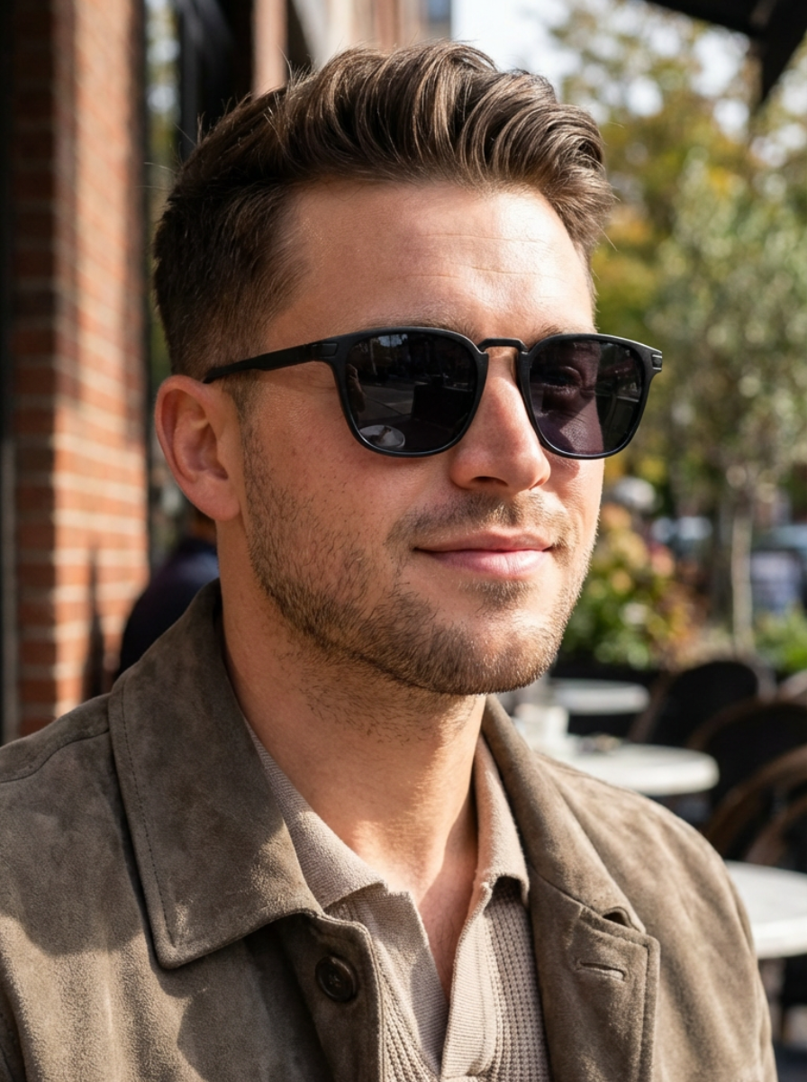 Boléro Maven — Matte Black Square Keyhole Sunglasses-12
