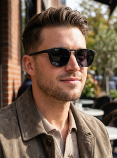 Boléro Maven — Matte Black Square Keyhole Sunglasses-12