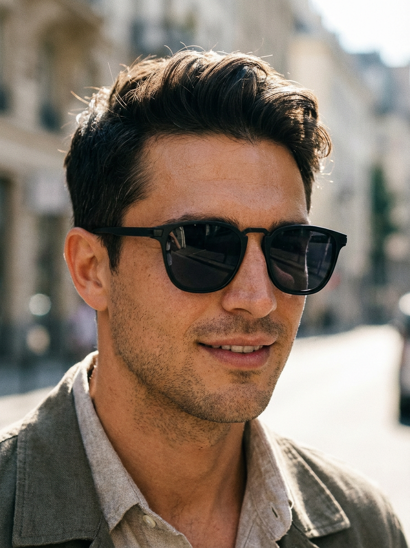 Boléro Maven — Matte Black Square Keyhole Sunglasses-11