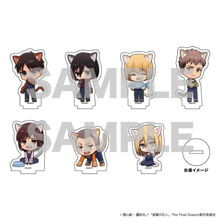 Attack on Titan Anime Merch - 34/ Cat ver. Mini Chara Illustration Acrylic Puchi Stand-1