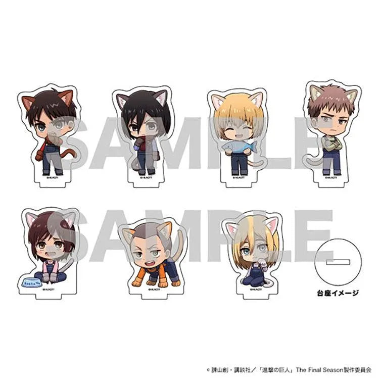 Attack on Titan Anime Merch - 34/ Cat ver. Mini Chara Illustration Acrylic Puchi Stand-2
