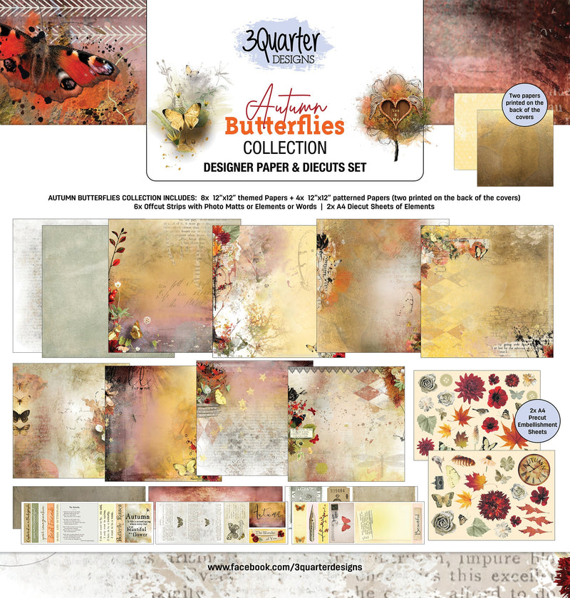 3Quarter Designs - 12" X12" Paper Pack - Autumn Butterfly-1