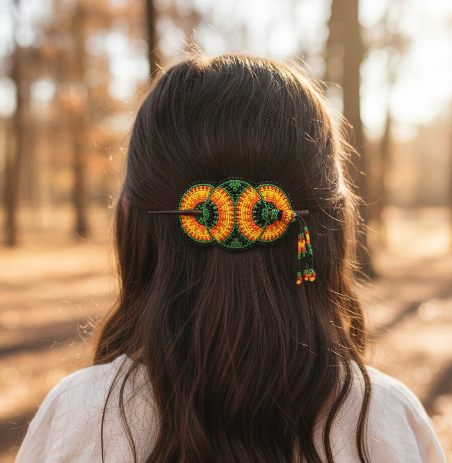 Green and Yellow American Style Barrette-1