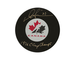 Palet Darryl Sittler autographié Équipe Canada, modèle autographié, inscrit « 1976 C Cup Champs »-1