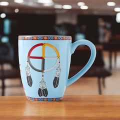 16 Oz Medicine Wheel Blue Ceramic Mug-3
