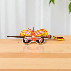 Orange Handmade Beaded Butterfly Barrete-2