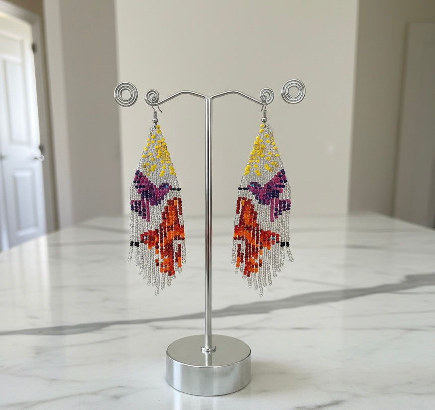 Silver Sky Dancer Beaded Earrings-5