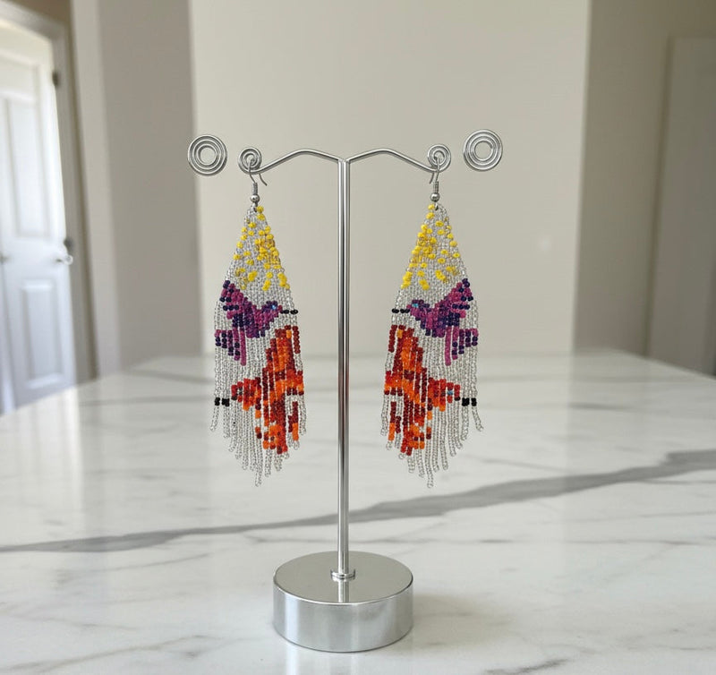 Silver Sky Dancer Beaded Earrings-5