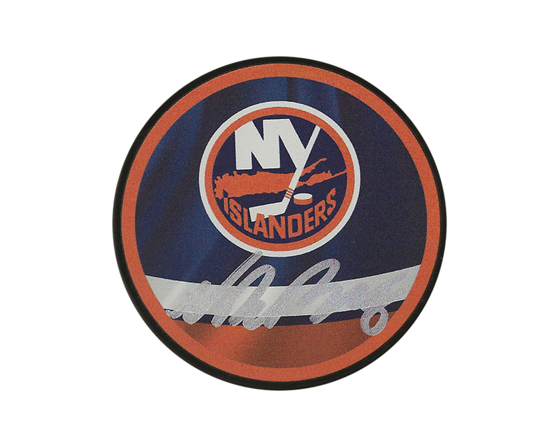 Palet Souvenir Inversé Rétro des Islanders de New York, Autographié par Noah Dobson-1