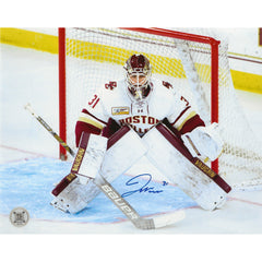 Foto 8x10 de Stance de portero de los Boston College Eagles autografiada por Joseph Woll-1