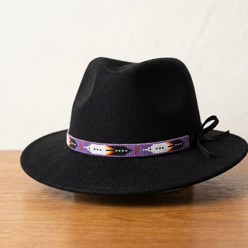 Purple Handmade Beaded Hatband-1