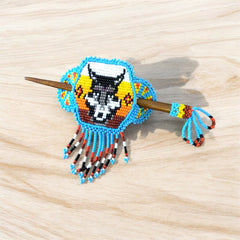 Native American Beaded Barrette with Fringes (7)-1