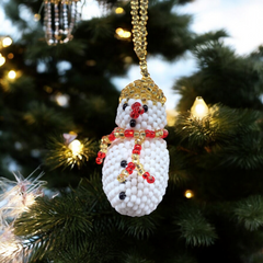 Snowman Beaded Christmas Ornament-1