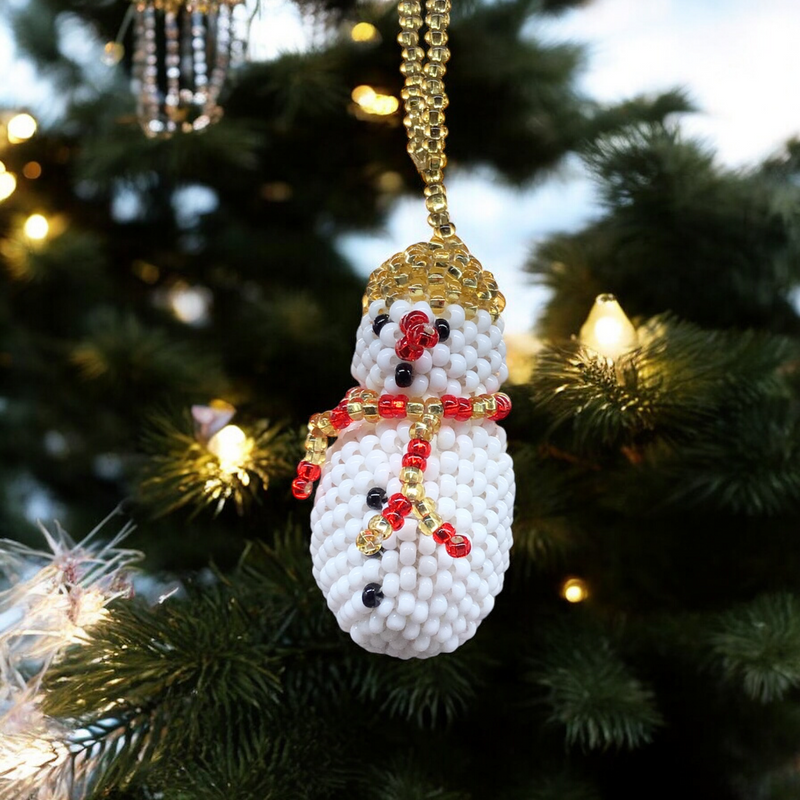Snowman Beaded Christmas Ornament-1
