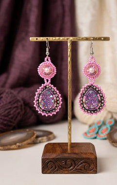 Drop Beaded Earrings pink collection-1