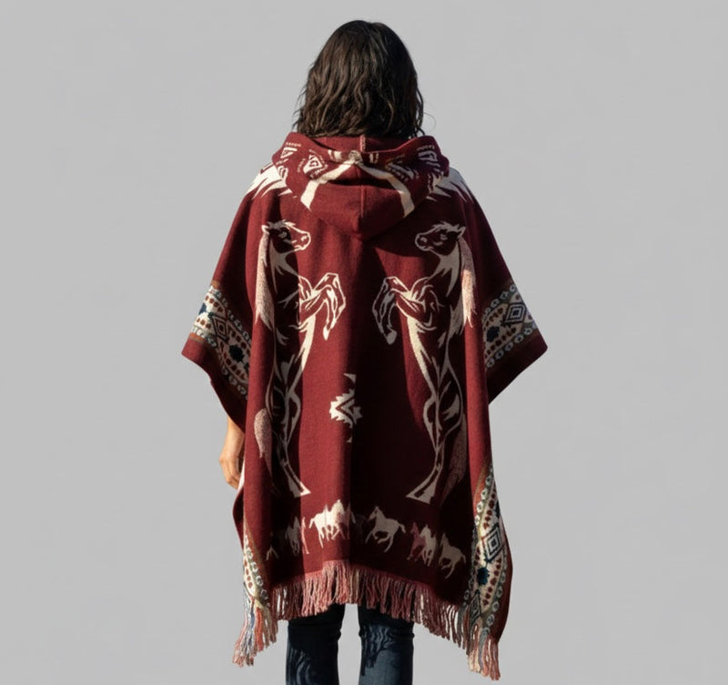 Horses HandMade Wool Poncho-9