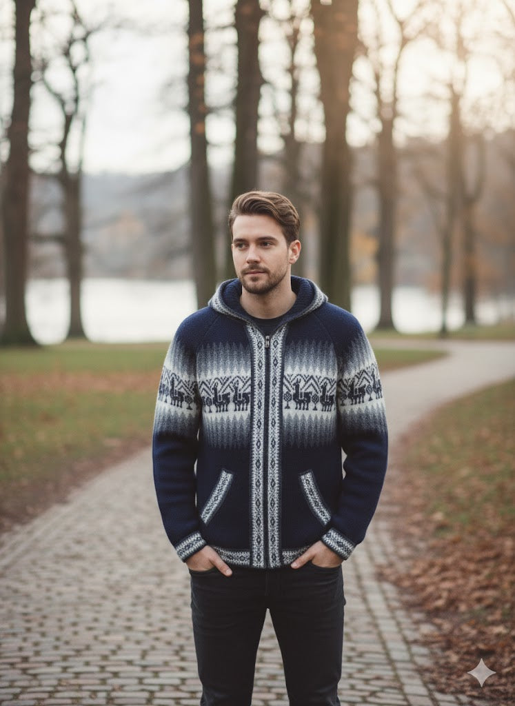 Unisex Alpaca Navy Blue Sweater-1