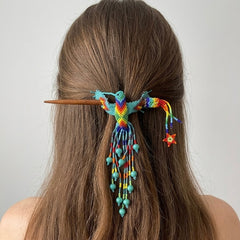 Turquoise Hummingbird Beaded Hair Stick-1