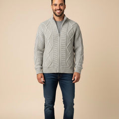 Grey Cayambe Alpaca Cable Knit Sweater-9