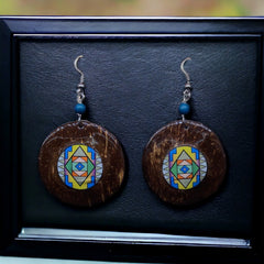 Wood Painted Purple Round Earrings-1