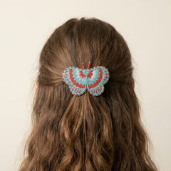 Turquoise Butterfly Beaded Barrette-3