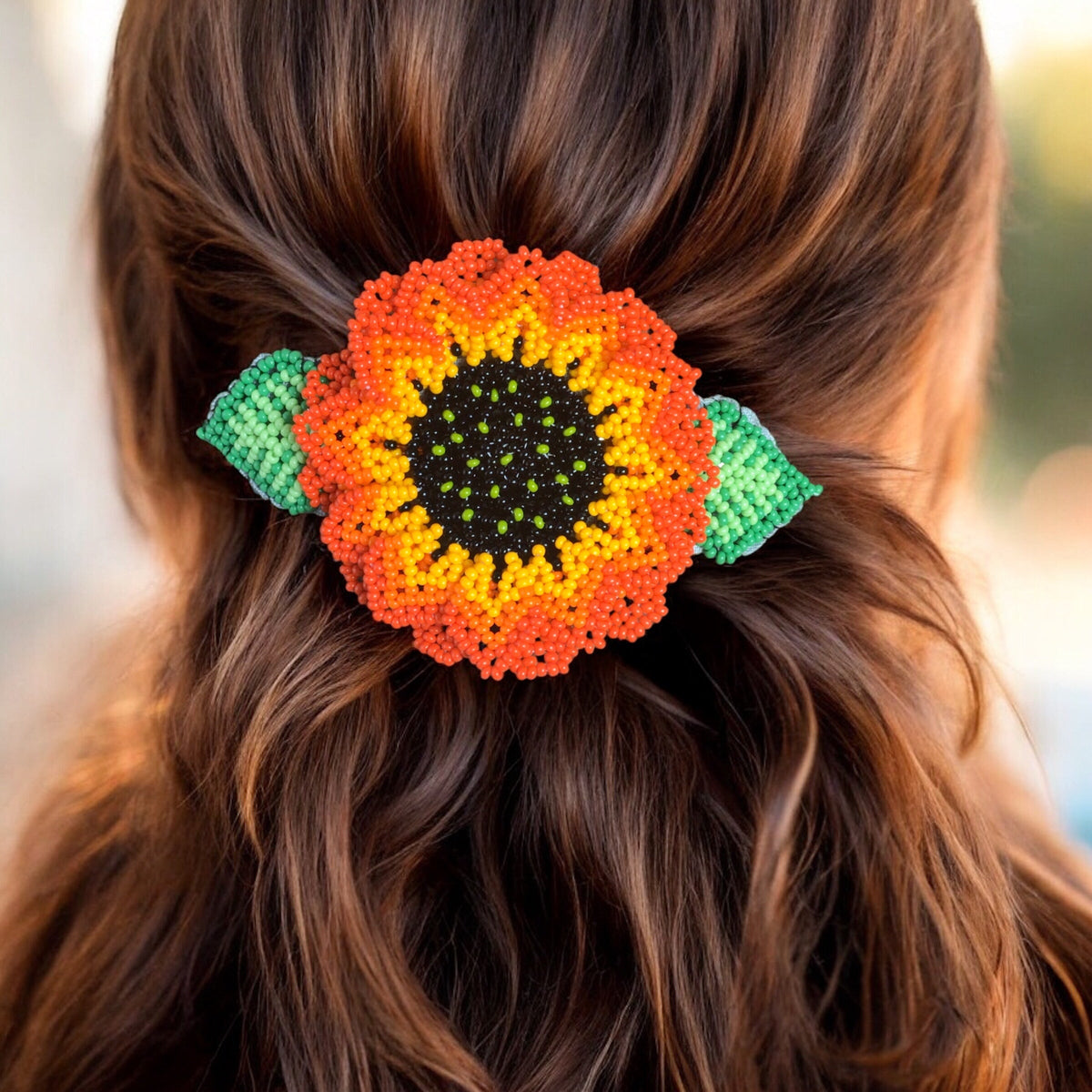 Handmade Beaded Sunflower Hair Clip-Yellow-1
