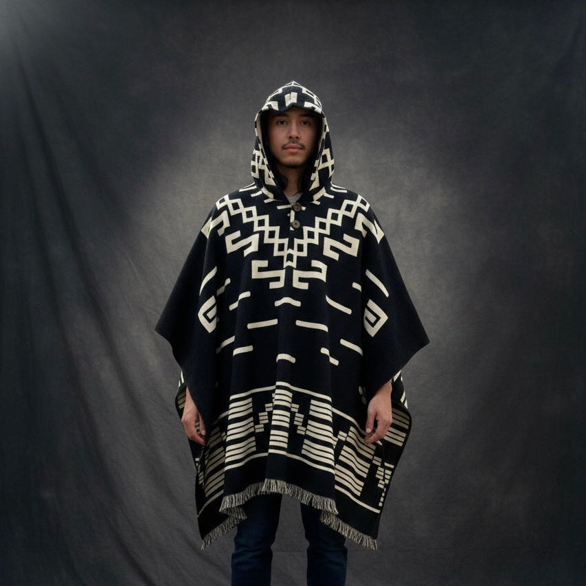 Southwestern style HandMade Wool Poncho-1