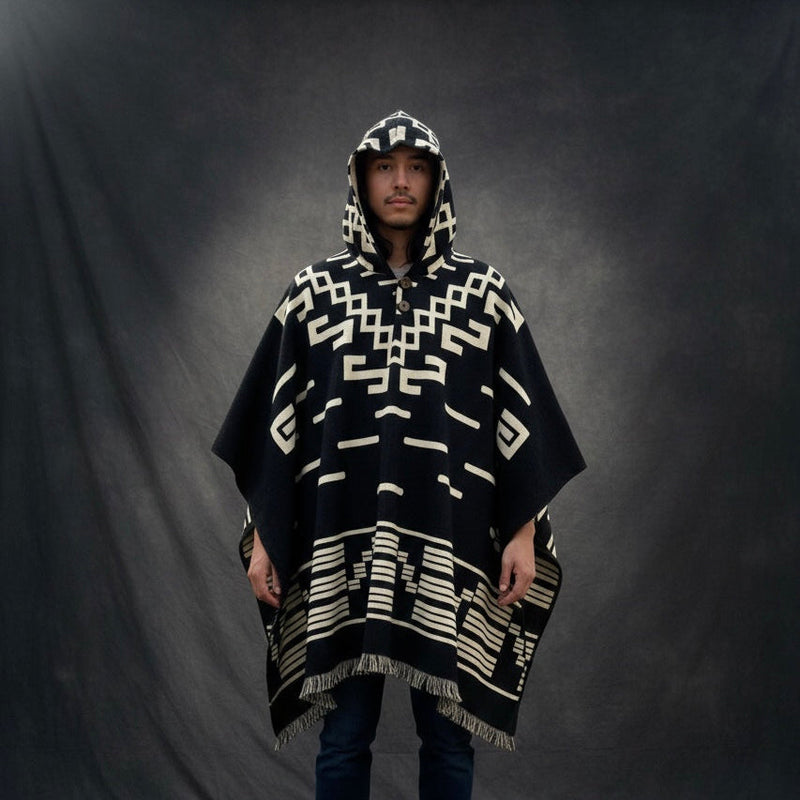 Southwestern style HandMade Wool Poncho-1