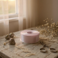 Satin Ribbon Double Face-Light Pink #103-3.8 cm Wide-1