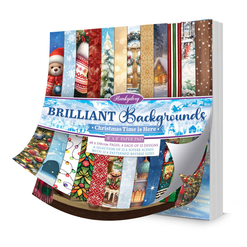 Brilliant Backgrounds - Noël est là Bloc de papier 20x20cm-1
