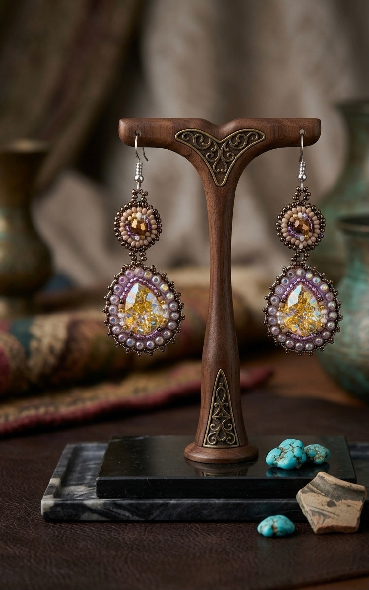 Drop Beaded Earrings. Yellow collection-5
