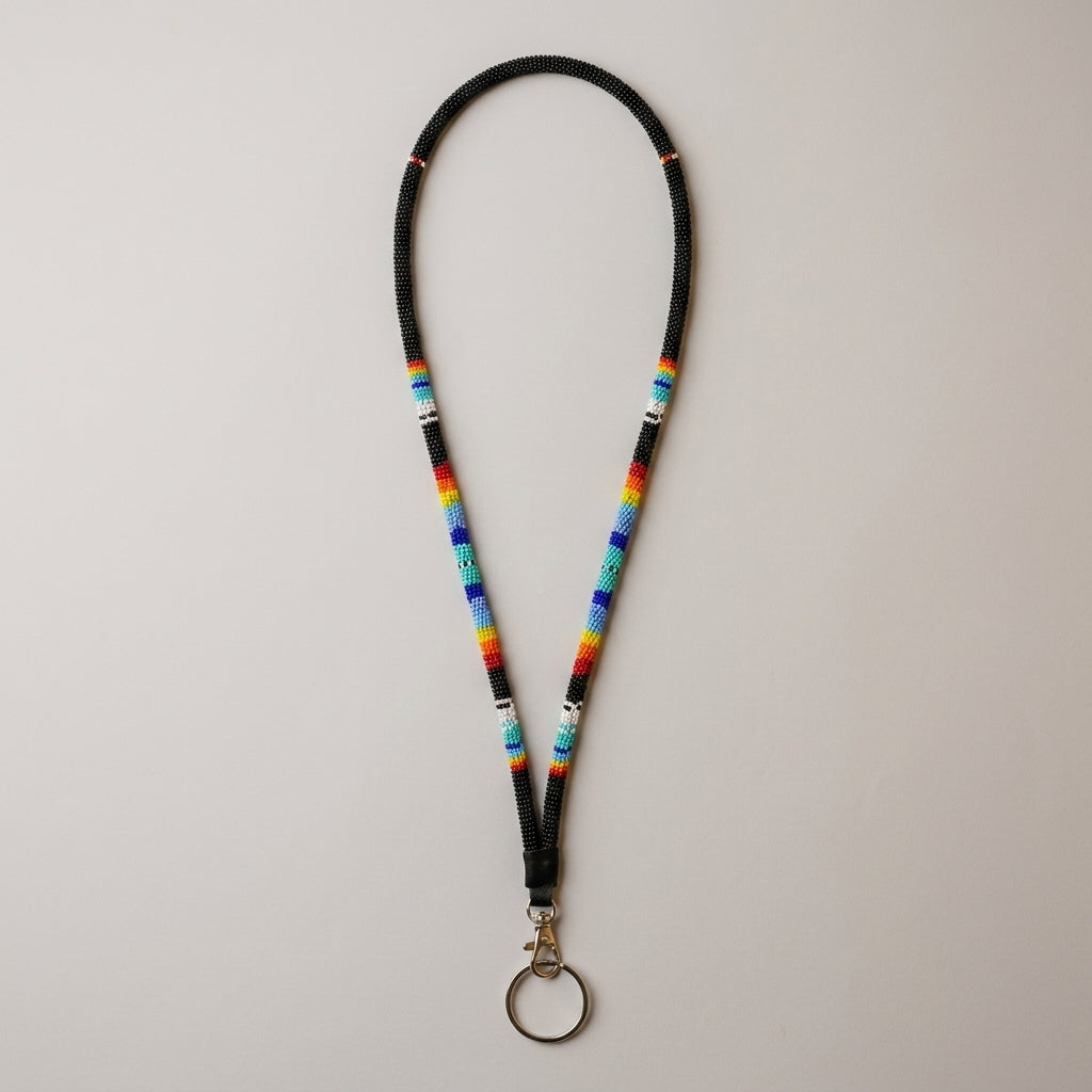Round Beaded Lanyard(Black)