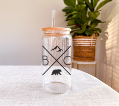 BC X Glass Can with Bamboo Lid | British Columbia Merch-1