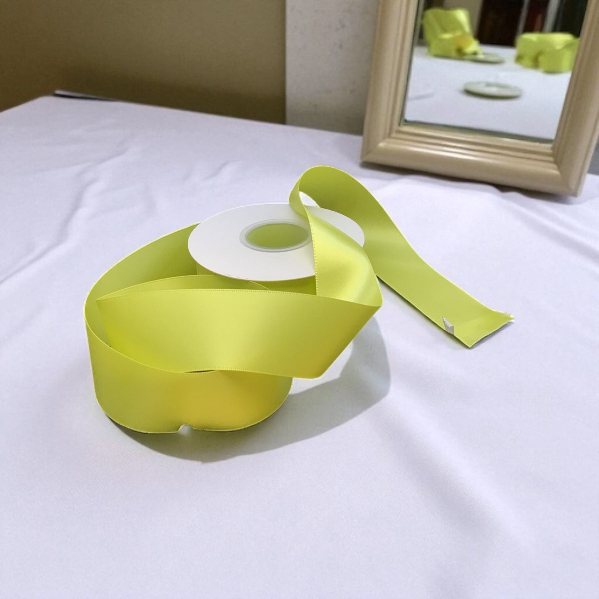 Satin Ribbon Double Face Lime #625 -3.8 cm Wide-2