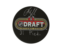 Palet de la LNH 2008 autographié par Jacob Markstrom, avec la dédicace « 31st Pick »-1